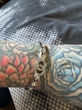 Silver Crystal cc Link Bracelet